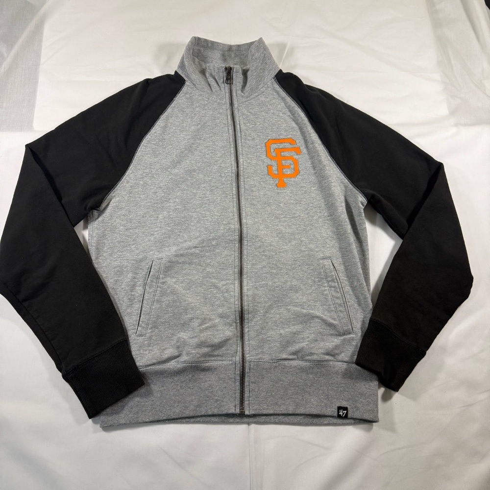 SF Giants Baseball MLB 47 Gray Zip-Up Jacket with Black Logo